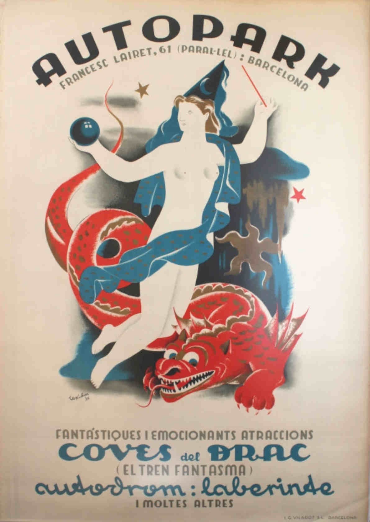 Autopark Dragon Attractions Vintage Retro Advert Poster A4 Photo Print
