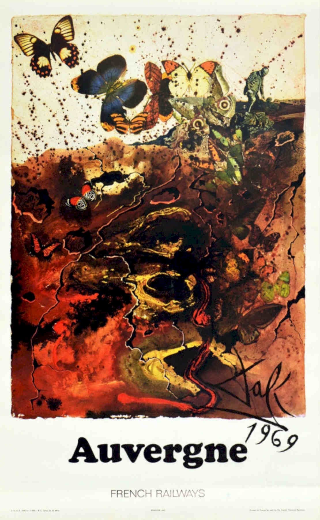Auvergne 1969 Butterflies Vintage Retro Advert Poster A4 Photo Print
