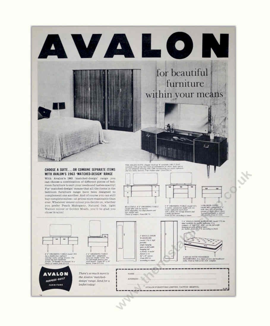 Avalon Furniture 1963 Vintage Retro Advert Poster A4 Photo Print