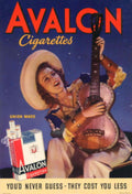 Avalon Guitar Woman 1940s Vintage Retro Advert Poster