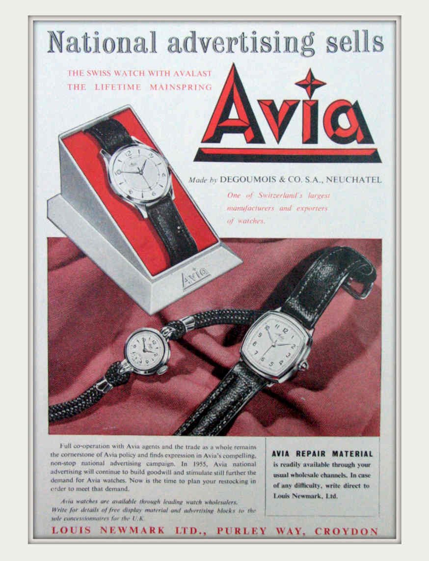 Avia Watches Neuchatel Vintage Retro Advert Poster A4 Photo Print