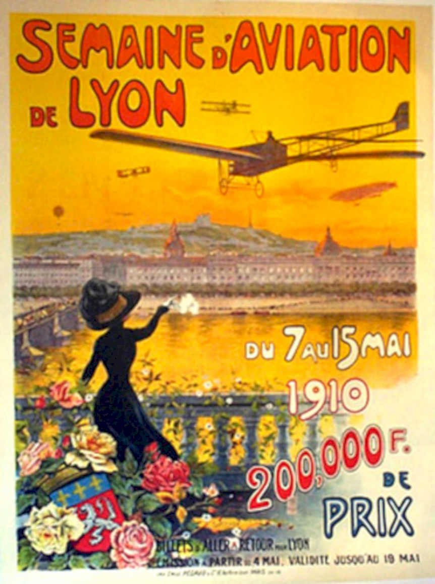Aviation Week Lyon Vintage Retro Advert Poster A4 Photo Print