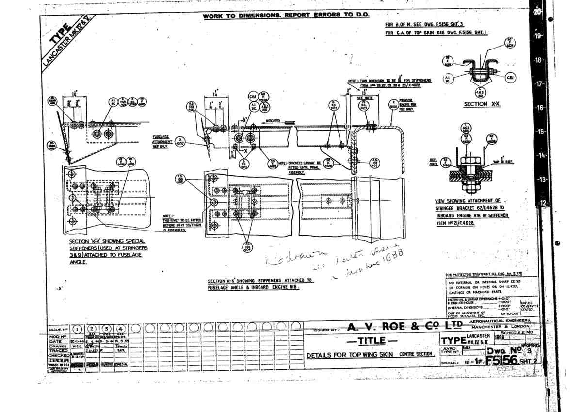Avro Lancaster Blueprints Detail Wing Skin 01 A4 Photo Print