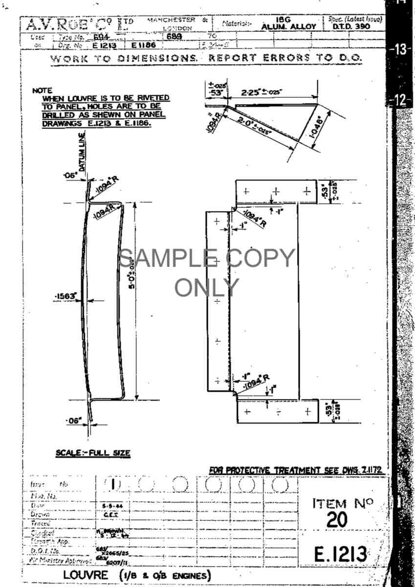 Avro Lancaster Blueprints Engine Louvre Merlin 01 A4 Photo Print