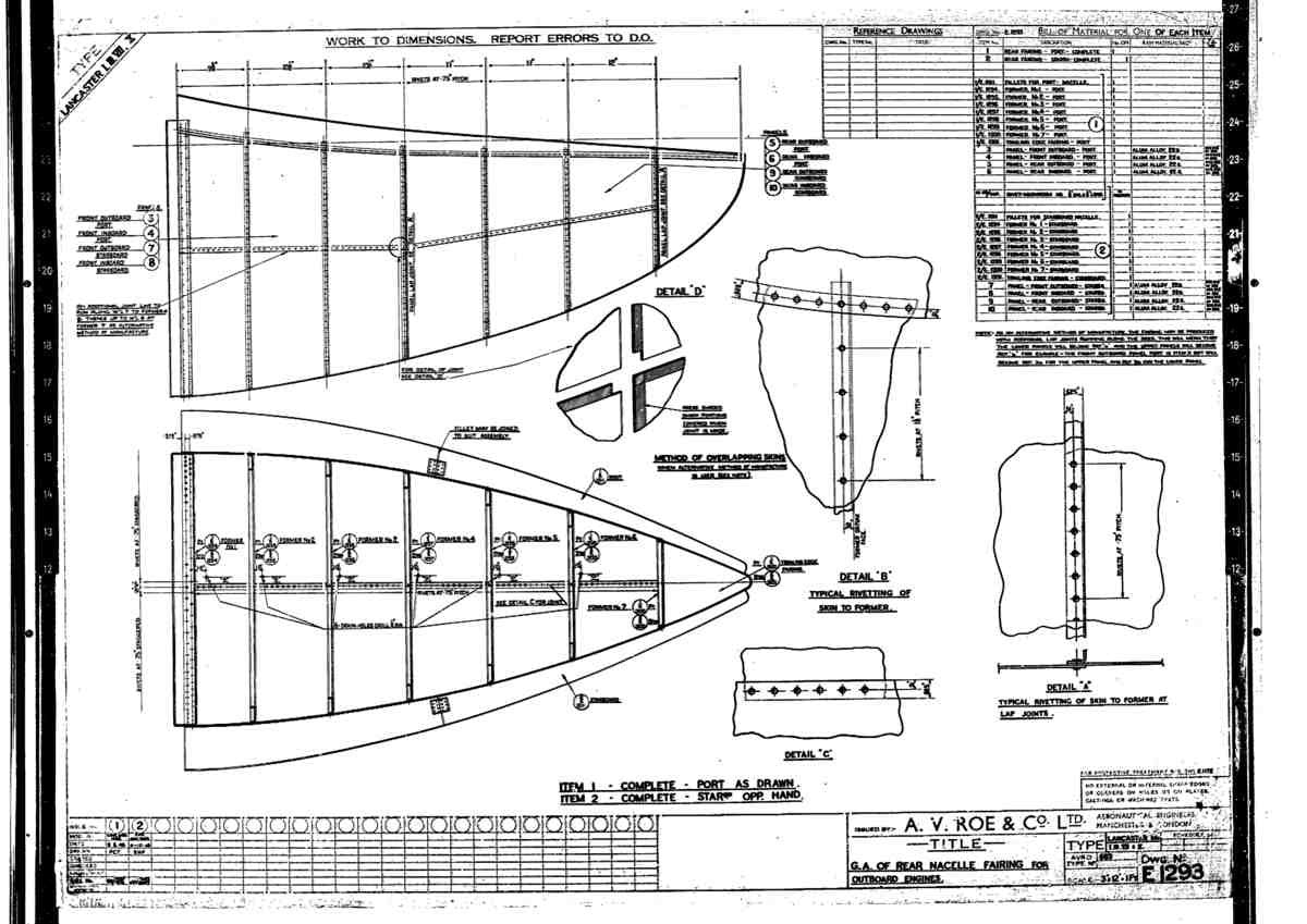 Avro Lancaster Blueprints Engine OB Merlin 06 A4 Photo Print