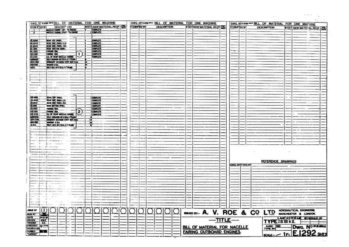 Avro Lancaster Blueprints Engine OB Merlin BOM A4 Photo Print