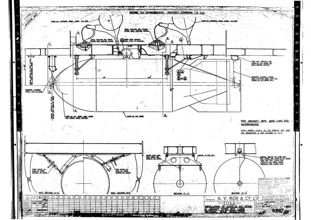 Avro Lancaster Blueprints Fuselage Bomb Bay 01 A4 Photo Print