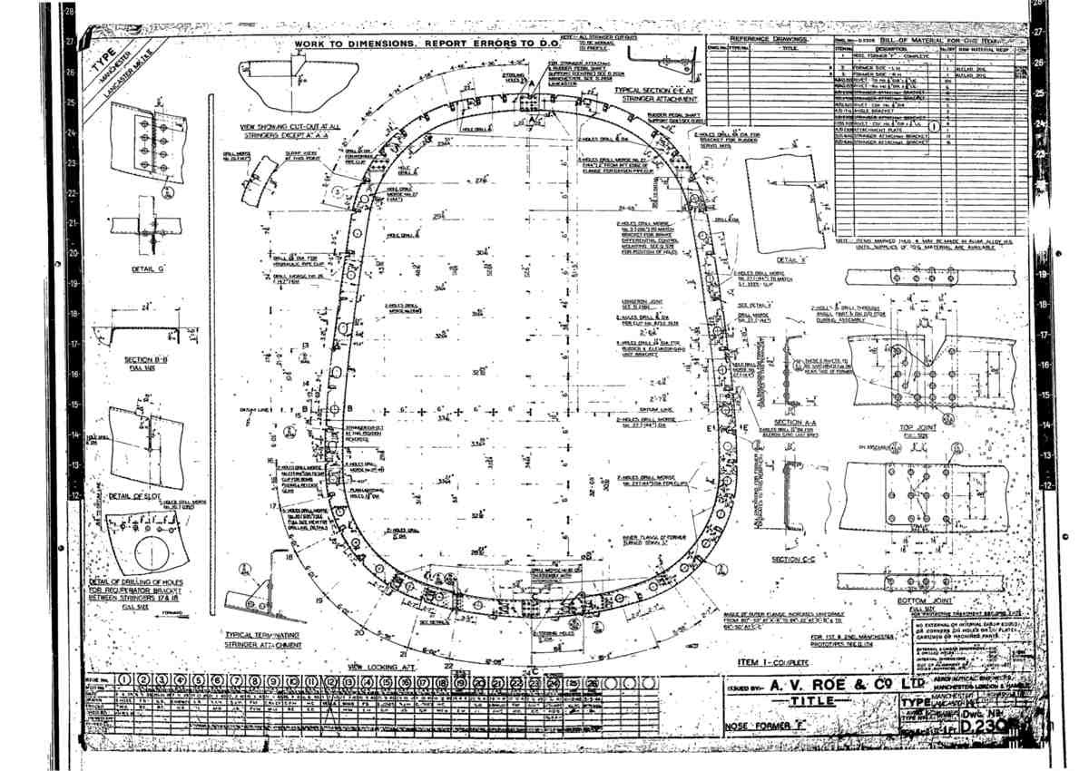 Avro Lancaster Blueprints Fuselage Former F 01 A4 Photo Print