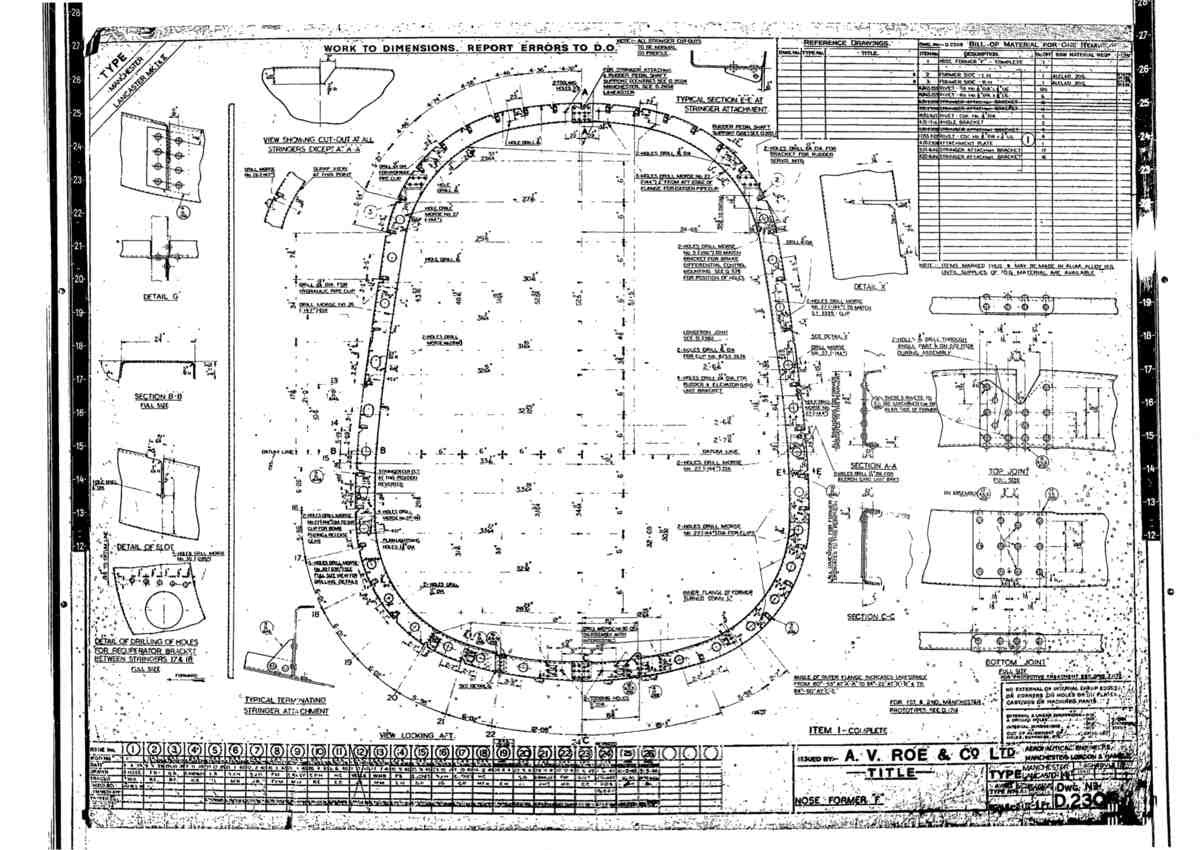 Avro Lancaster Blueprints Fuselage Former F A4 Photo Print