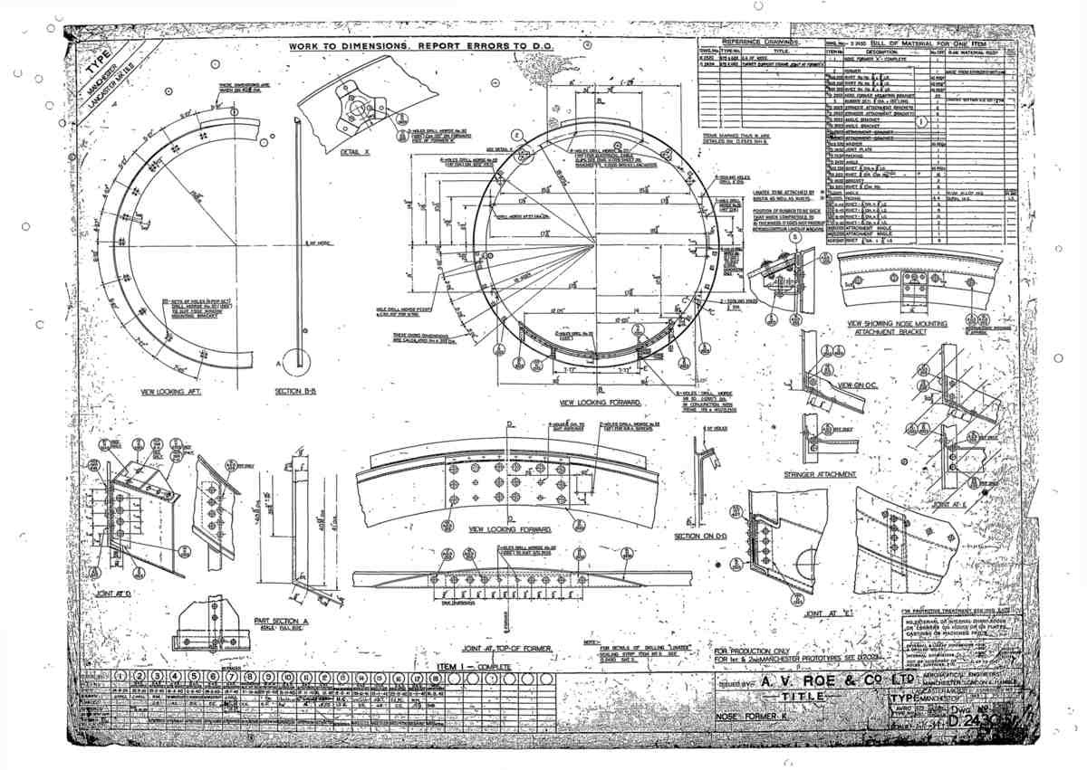 Avro Lancaster Blueprints Fuselage Former K 05 A4 Photo Print