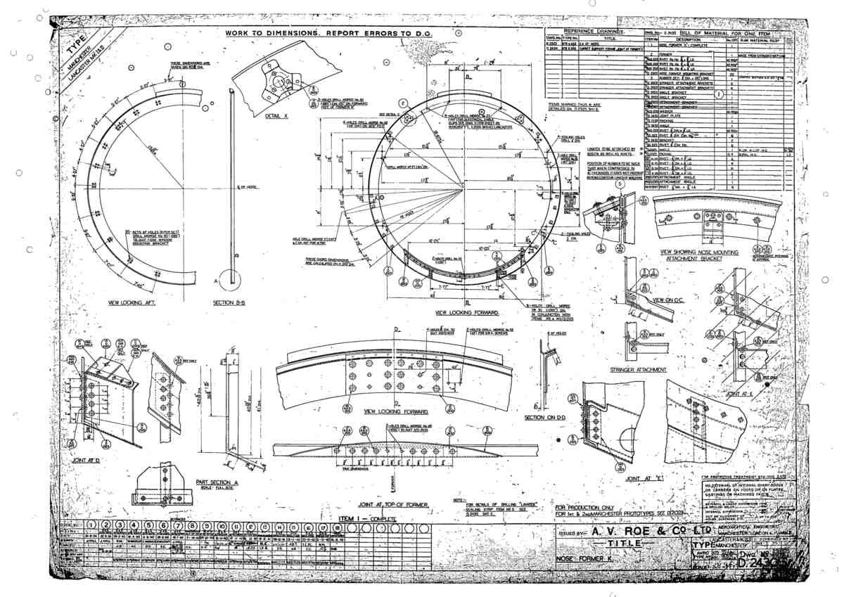 Avro Lancaster Blueprints Fuselage Former K 06 A4 Photo Print