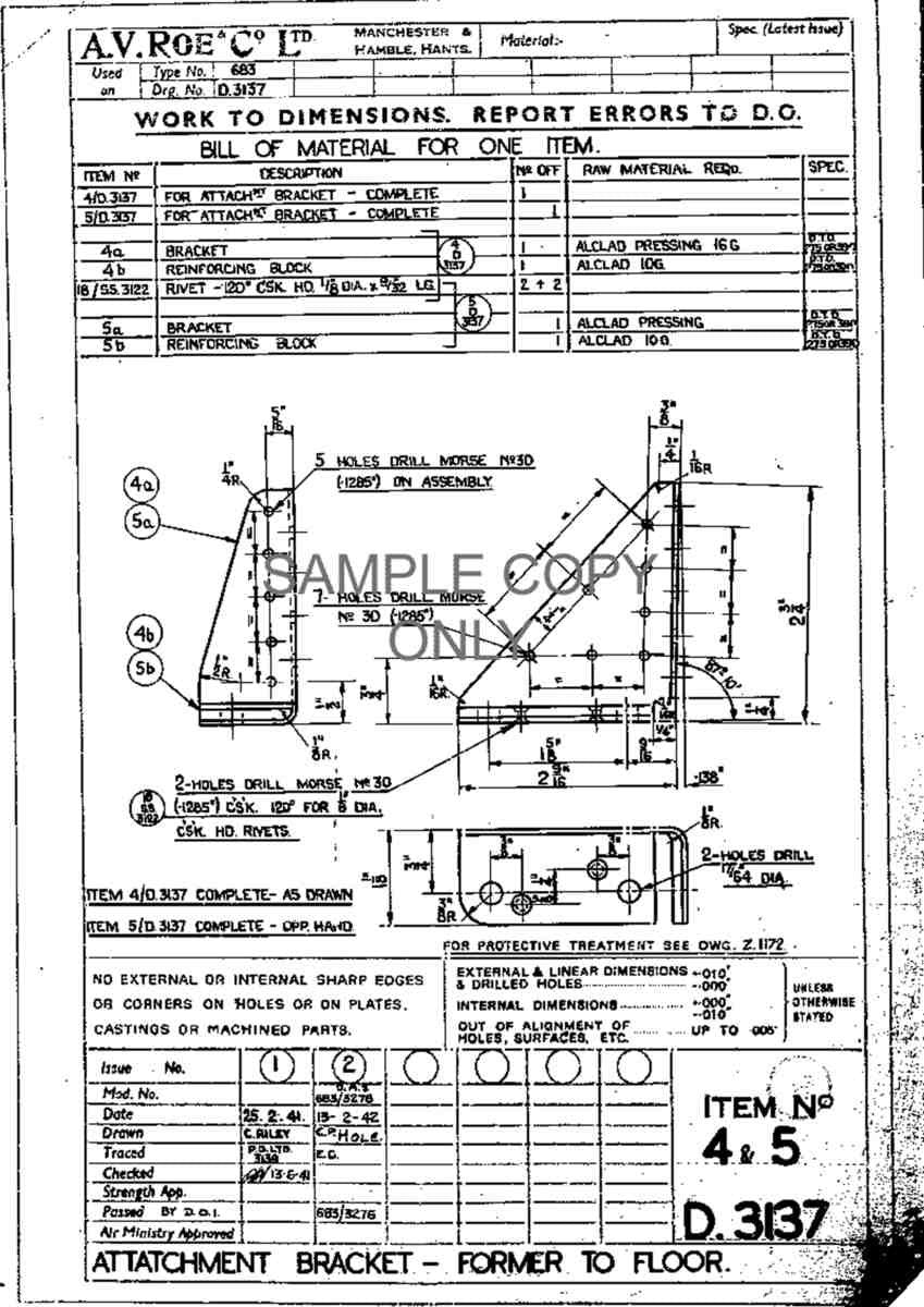 Avro Lancaster Blueprints Fuselage Former to Floor 01 A4 Photo Print
