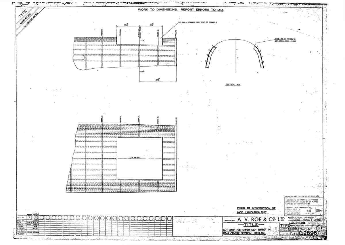 Avro Lancaster Blueprints Fuselage Mid Upper Cutaway A4 Photo Print