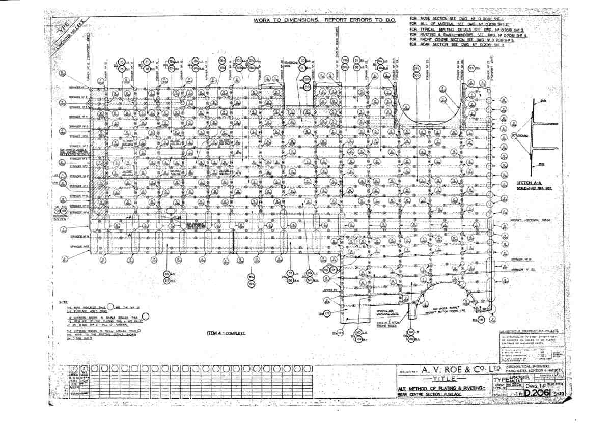 Avro Lancaster Blueprints Fuselage Riveting Diagram A4 Photo Print