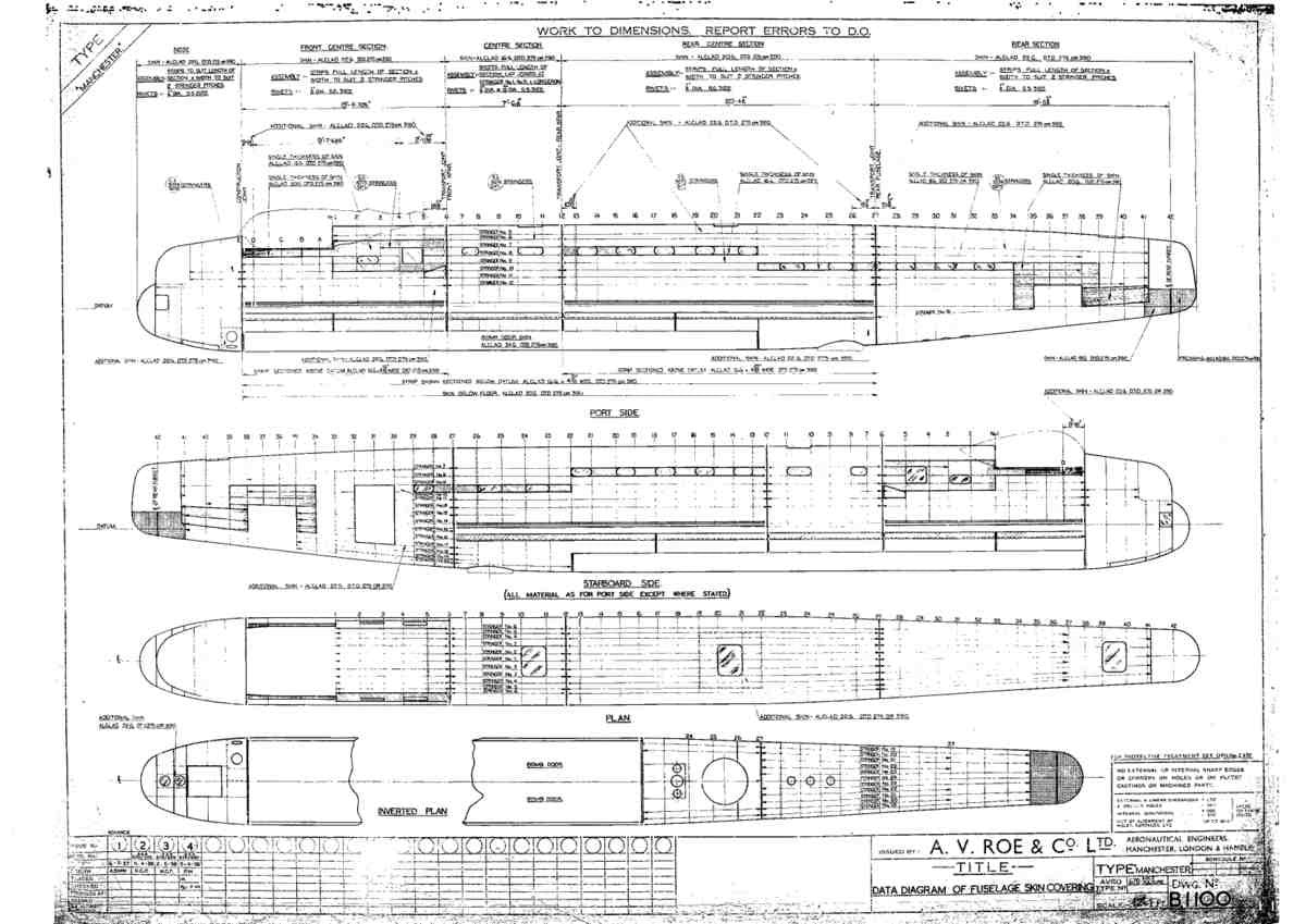 Avro Lancaster Blueprints Fuselage Skinning Diagram A4 Photo Print