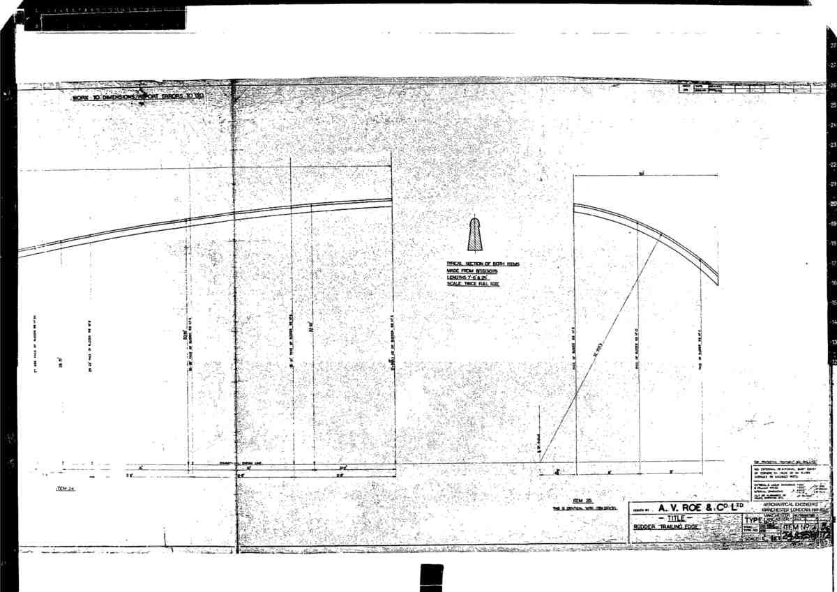 Avro Lancaster Blueprints Tailplane Tail Fin 02 A4 Photo Print