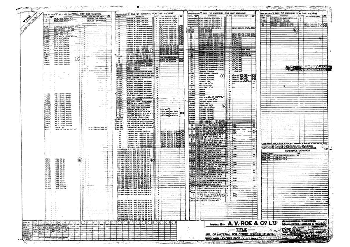 Avro Lancaster Blueprints Wing Outer Lead Edge (BOM) A4 Photo Print