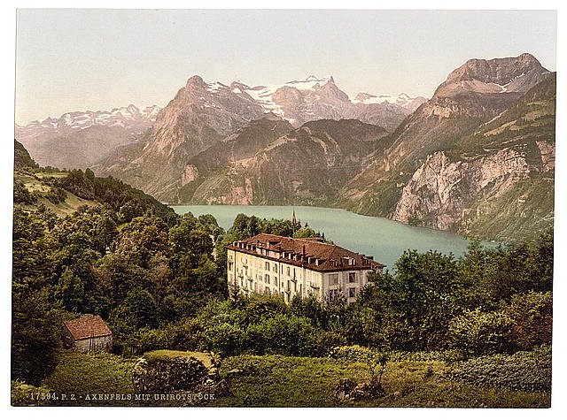 Axenfels with Urirothstock Lake Lucerne Vintage A4 Photo Print