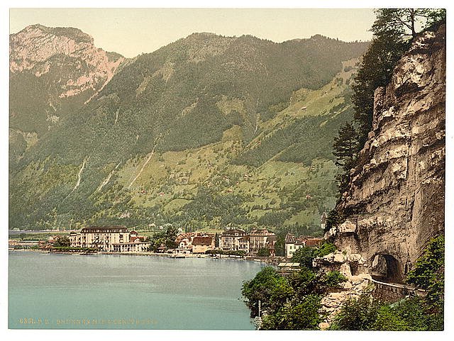 Axenstrasse and Brunnen Lake Lucerne Vintage A4 Photo Print