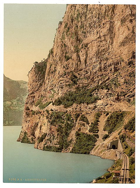 Axenstrasse general view Lake Lucerne Vintage A4 Photo Print