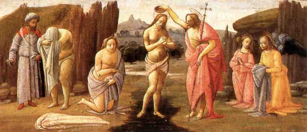 BARTOLOMEO DI GIOVANNI Predella Baptism Of Christ Art A4 Photo Print UK