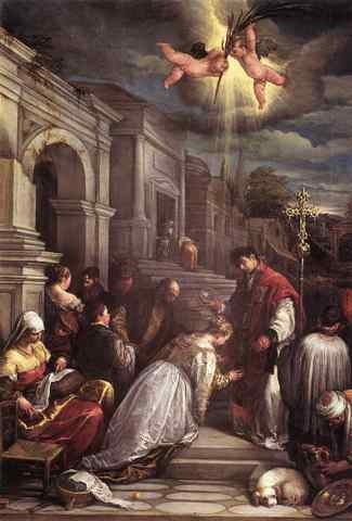 BASSANO Jacopo St valentine Baptizing St Lucilla A4 Photo Print