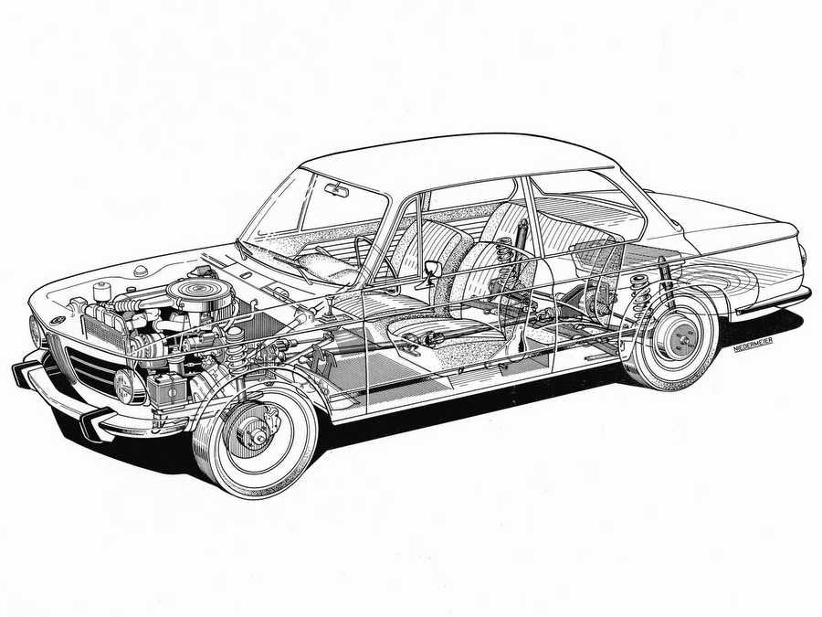 BMW 2002 cutaway A4 Photo Print