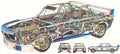 BMW 3.5 CSL cutaway A4 Photo Print