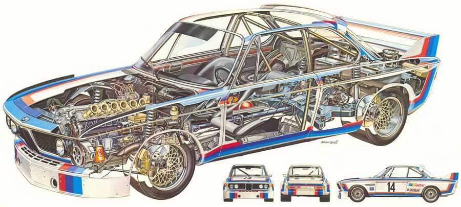 BMW 3.5 CSL cutaway A4 Photo Print