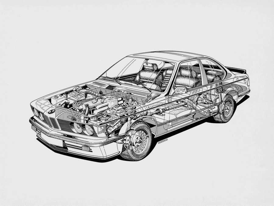 BMW 6 Series E24 cutaway A4 Photo Print