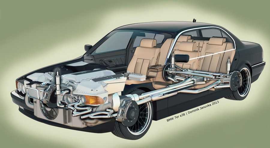 BMW 7Series E38 cutaway A4 Photo Print