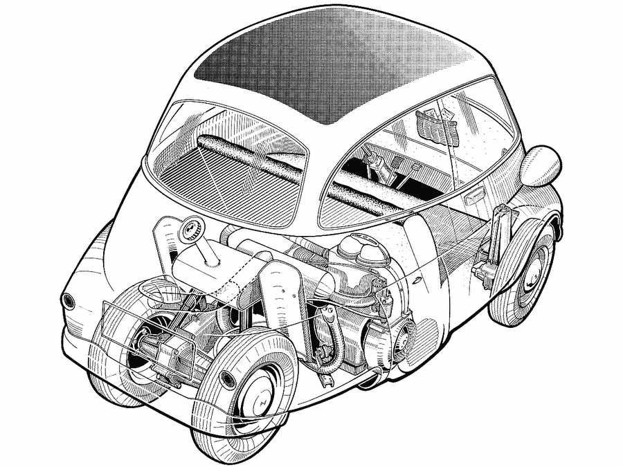 BMW Isetta cutaway A4 Photo Print