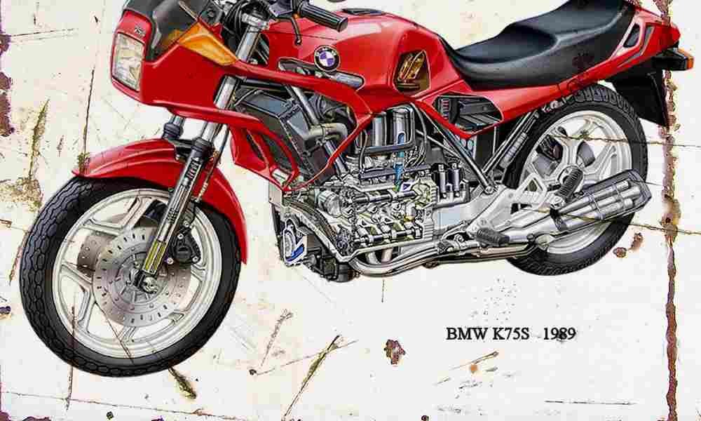 BMW K75S 1989 ghosted Aged Vintage A4 Photo Print