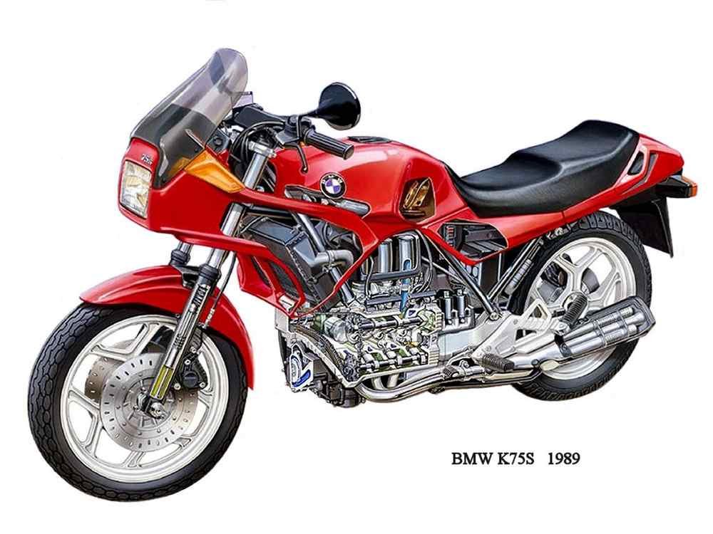 BMW K75S 1989 ghosted motorbike A4 Photo Print