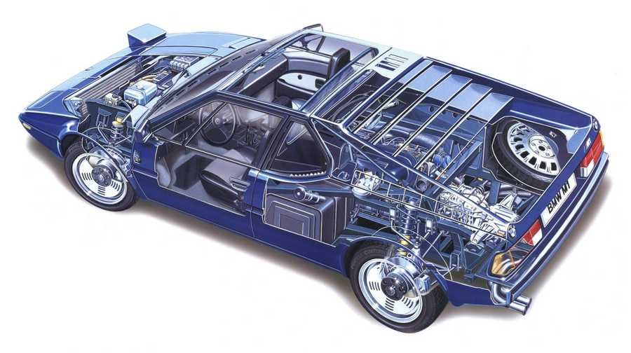 BMW M1 coupe 1978 cutaway A4 Photo Print