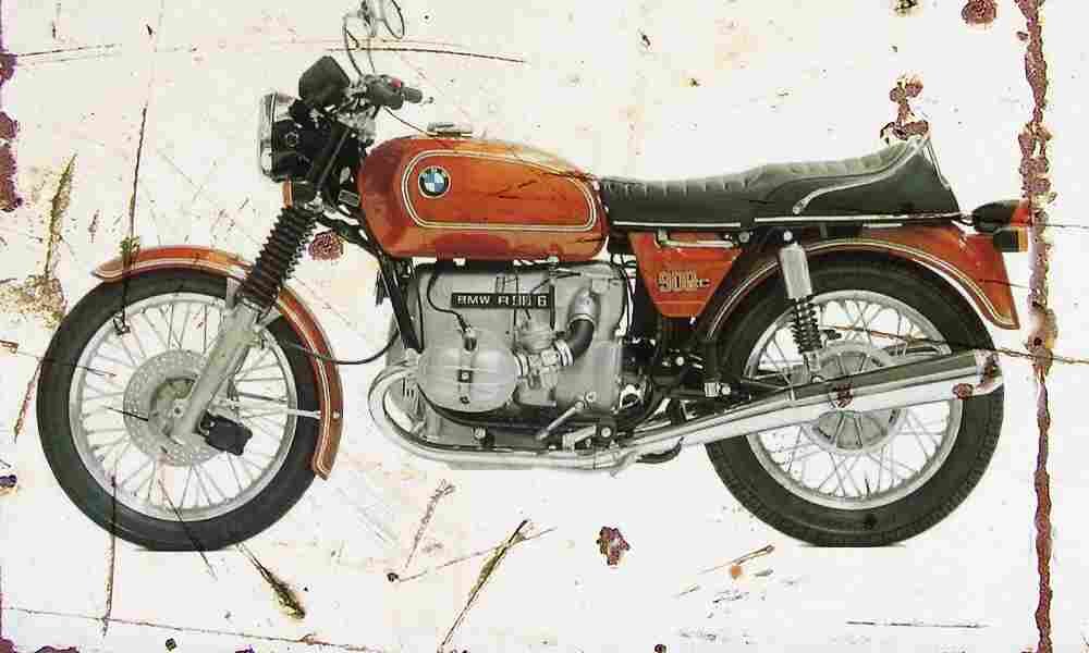 BMW R90 6 1974 Aged Vintage A4 Photo Print