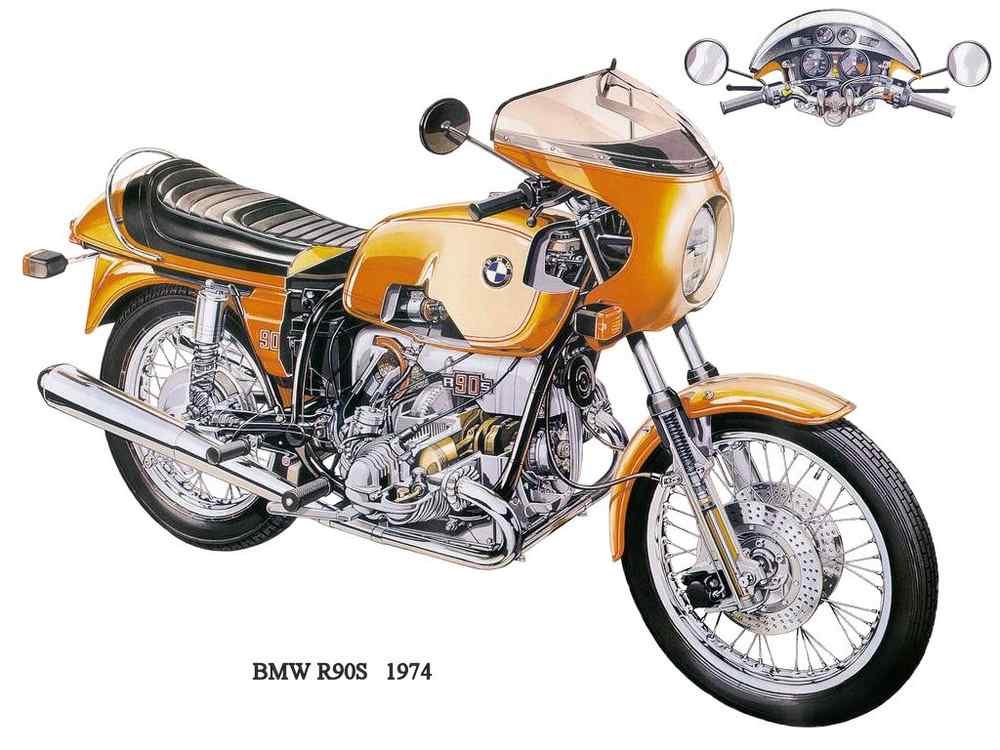 BMW R90S 1974 ghosted motorbike A4 Photo Print