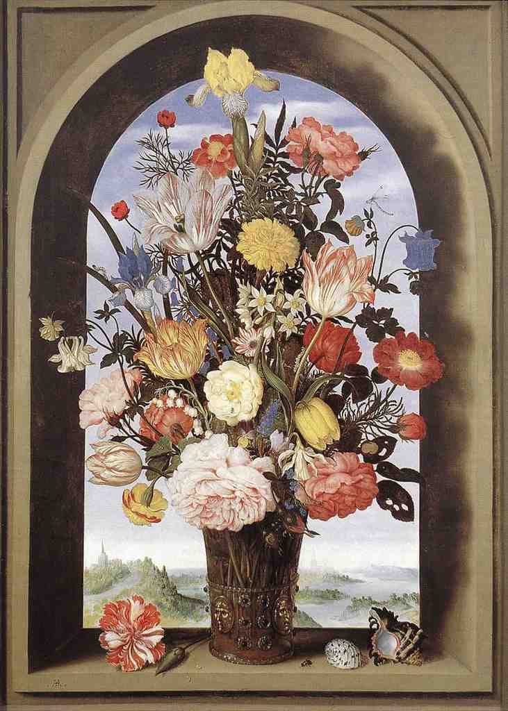 BOSSCHAERT Ambrosius the Elder Bouquet In An Arched Window Art A4 Photo Print