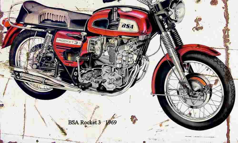 BSA Rocket3 1969 ghosted Aged Vintage A4 Photo Print