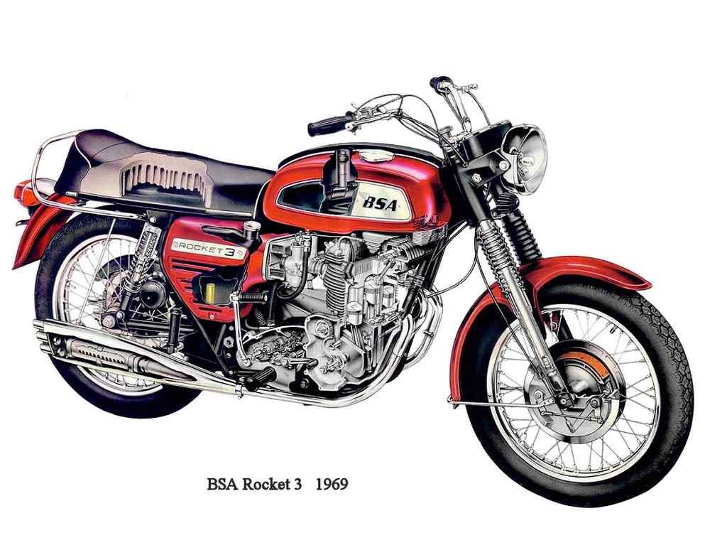 BSA Rocket3 1969 ghosted motorbike A4 Photo Print