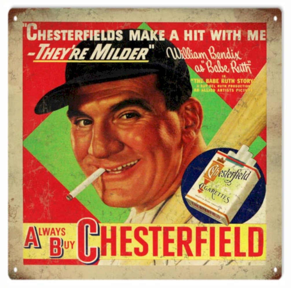 Babe Ruth Chesterfield 2 Vintage Retro Advert Ads A4 Photo Print