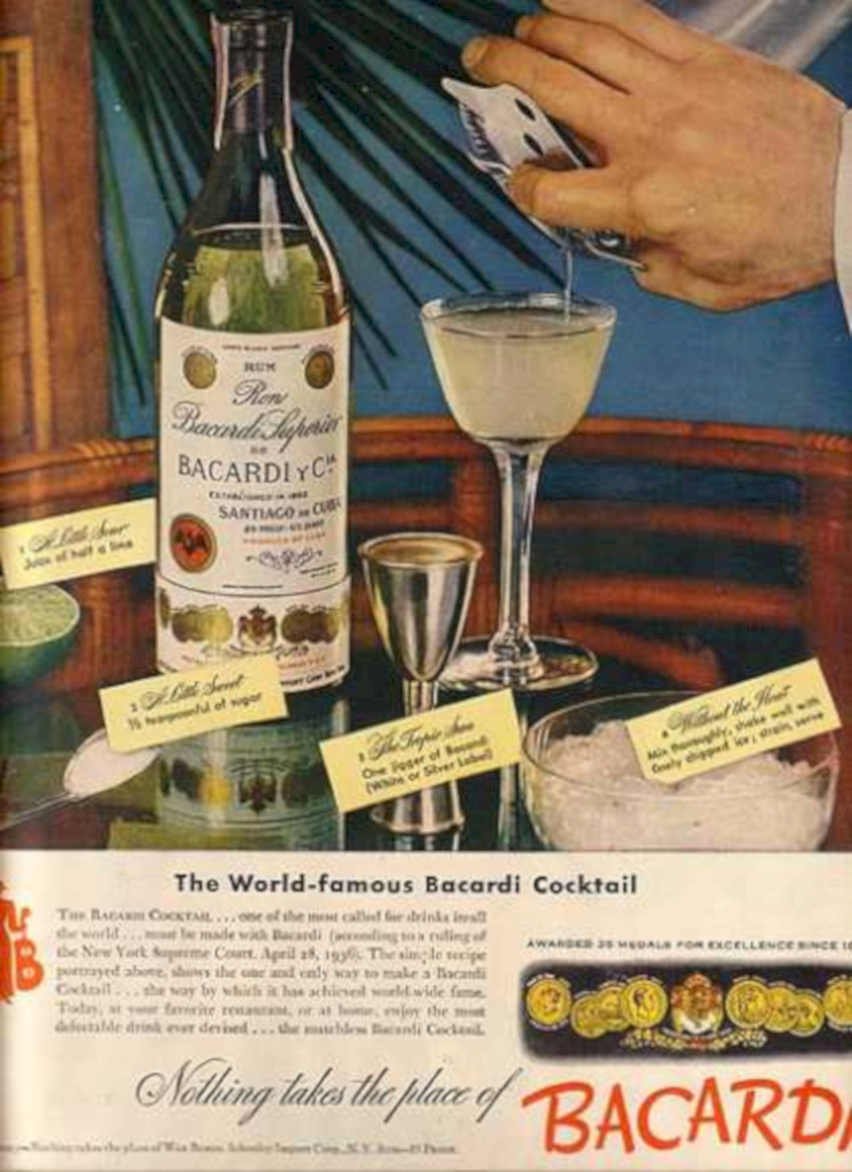 Bacardi Cocktail Drink Vintage Retro Advert Ads A4 Photo Print
