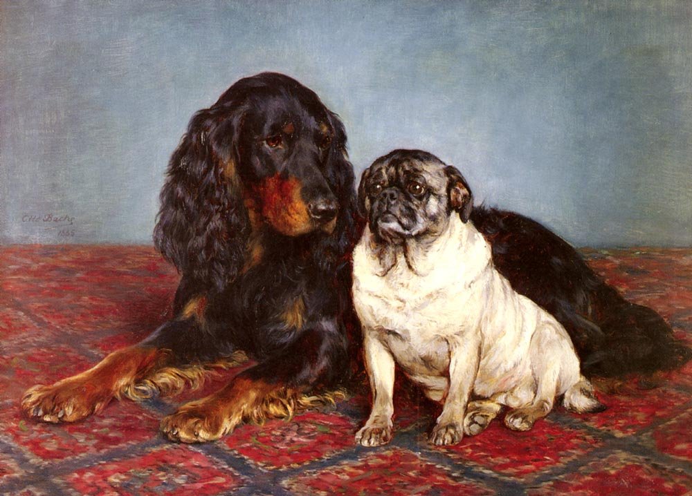 Bache Otto A Spaniel And A Pug Art A4 Photo Print