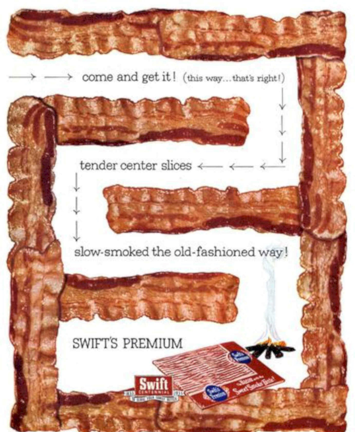 Bacon E Smoke Vintage Retro Advert Poster A4 Photo Print