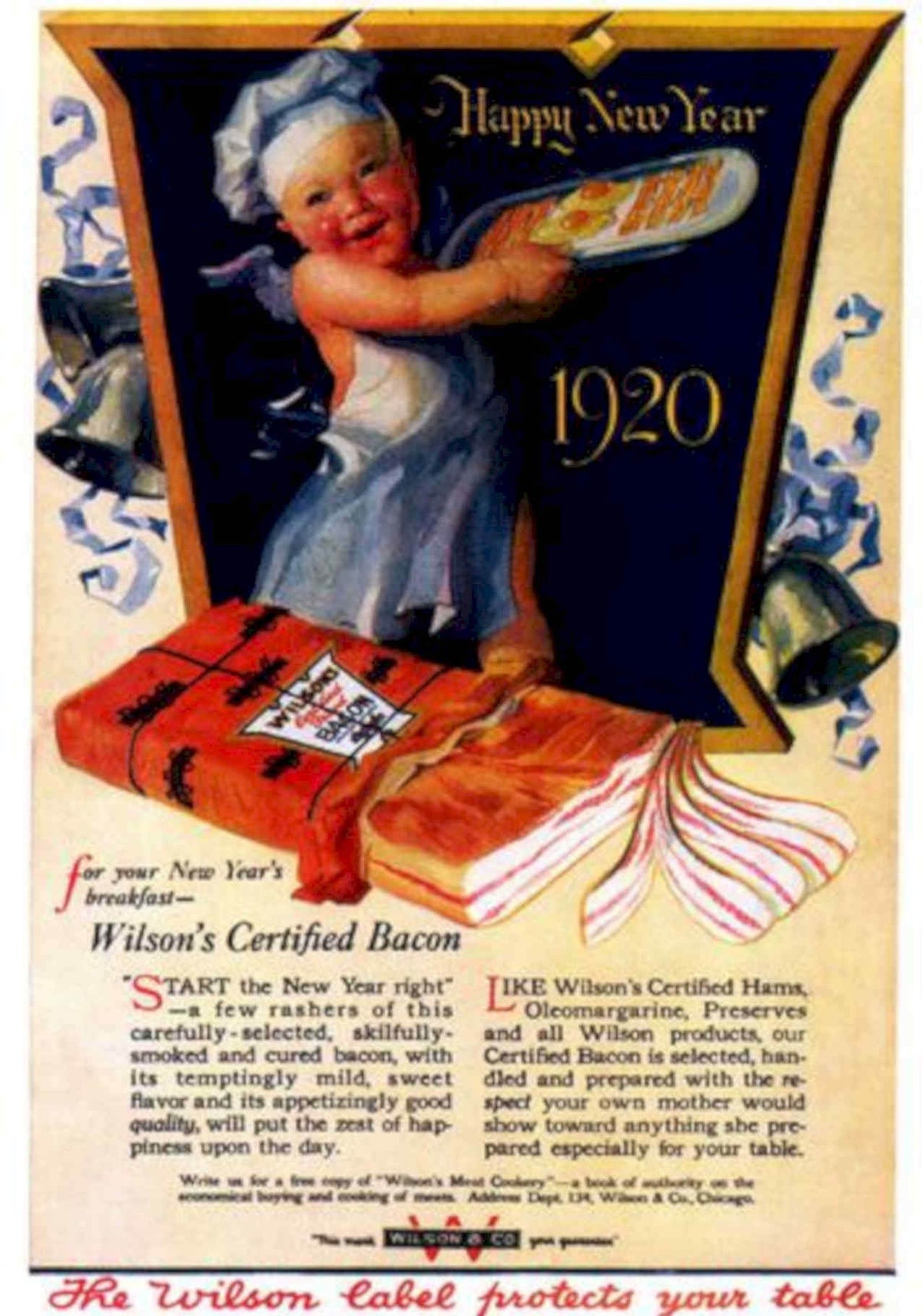 Bacon New Year Vintage Retro Advert Poster A4 Photo Print