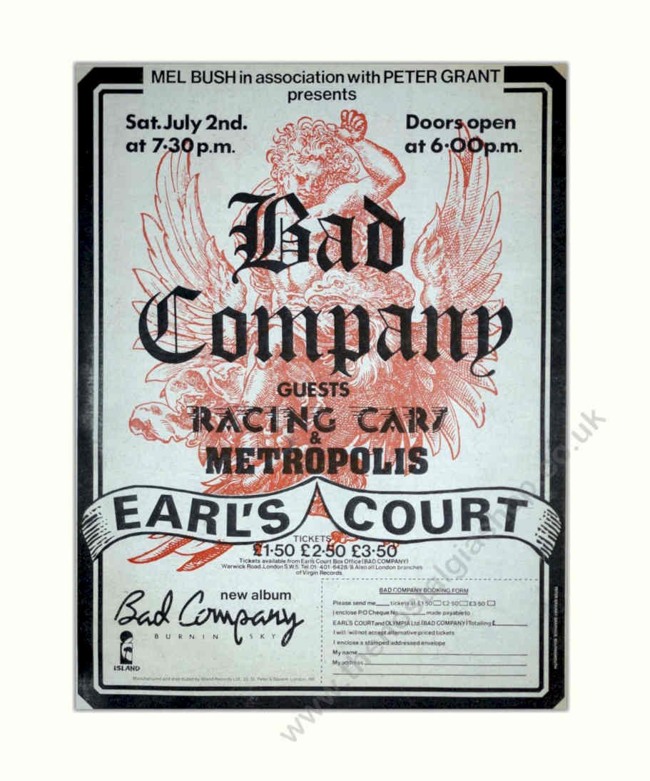 Bad Company London Vintage Retro Advert Poster A4 Photo Print