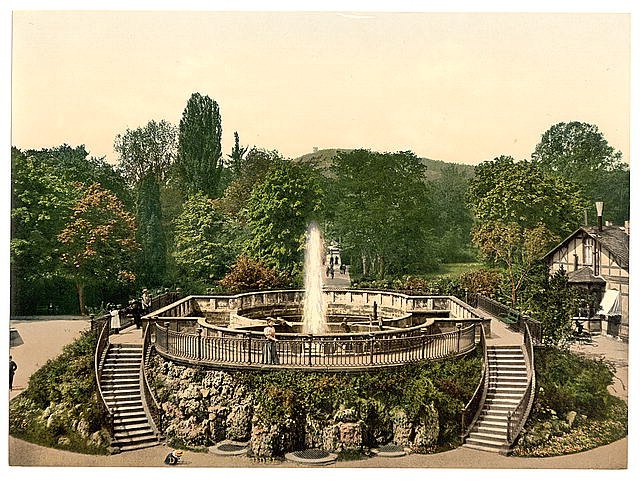 Bad Neuheim the Great Fountain Hesse Nassau Vintage A4 Photo Print