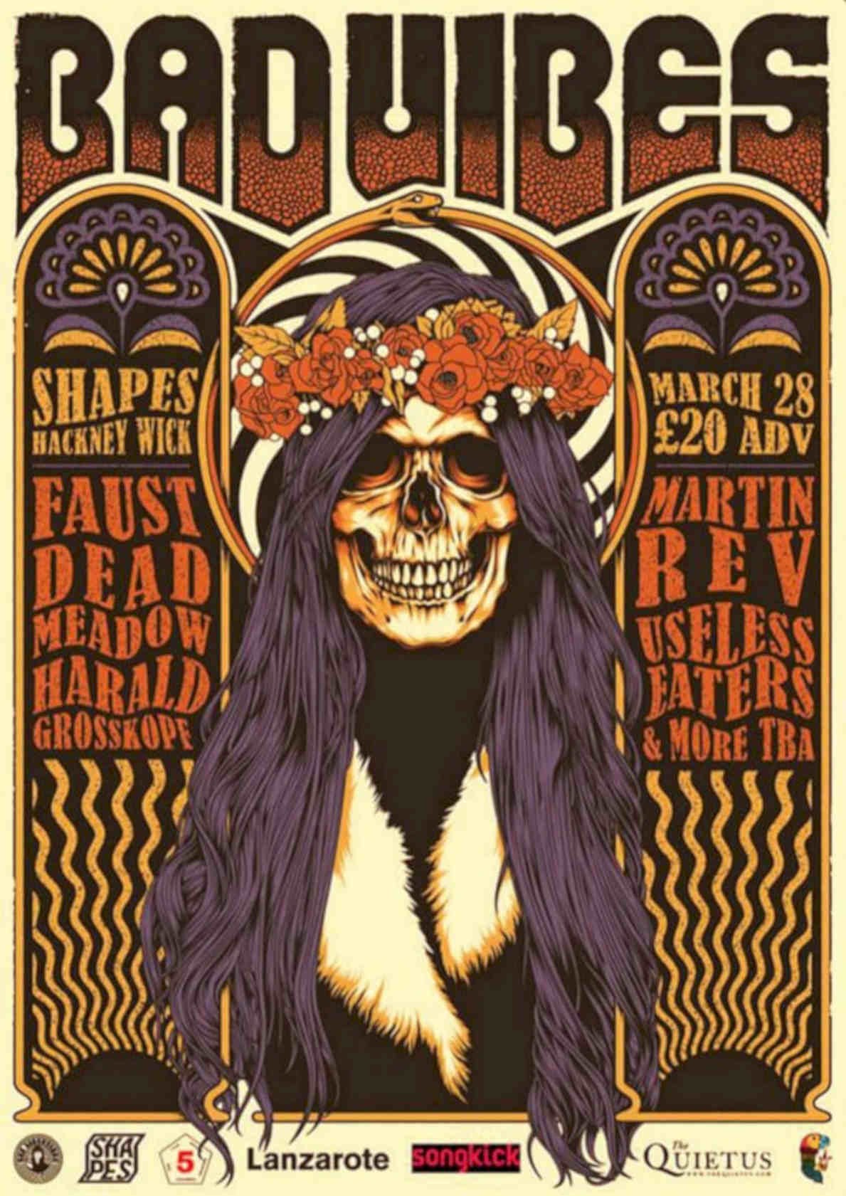 Bad Vibes Skull Vintage Retro Advert Poster A4 Photo Print