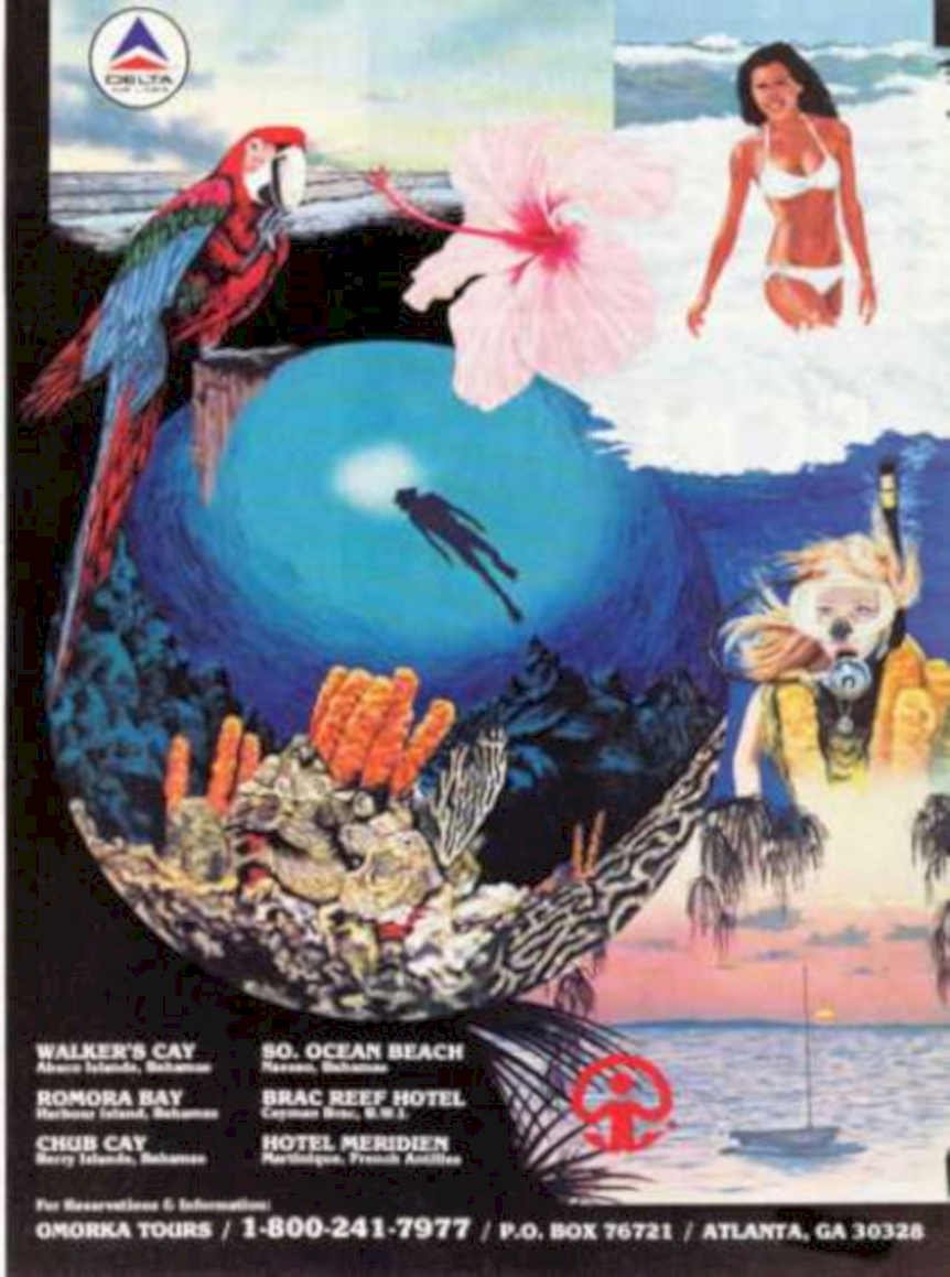 Bahamian Diver Reef Vintage Retro Advert Ads A4 Photo Print