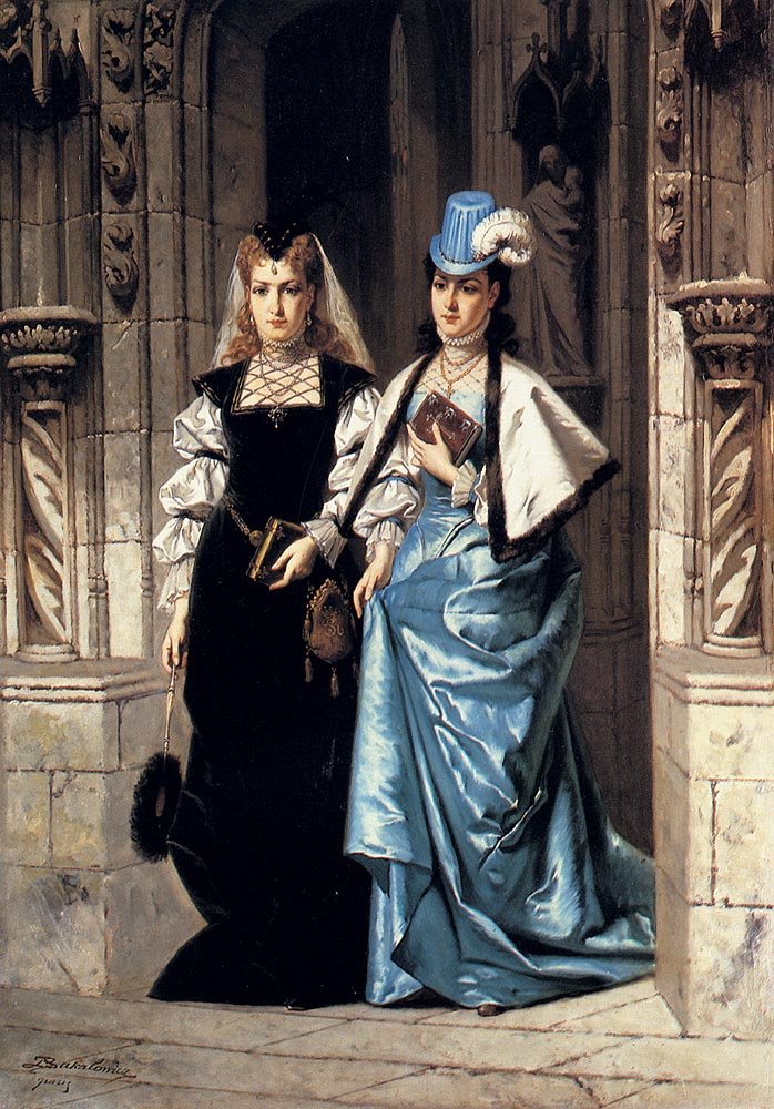 Bakalowicz Ladislaus Two Elegant Ladies Leaving A Church Art A4 Photo Print